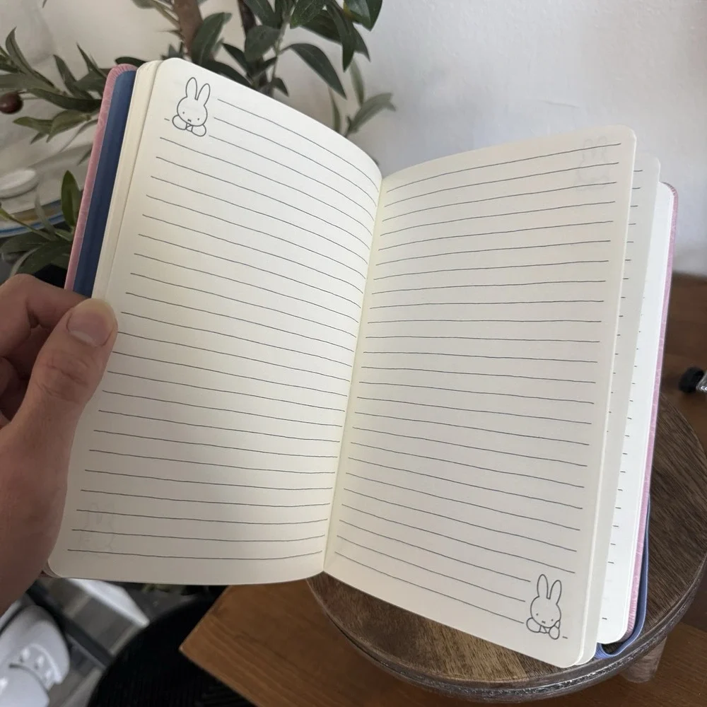 MIFFY Flowers Pink Casebound Notebook 176 Lined Pages Hardcover‎ Journal Elastic